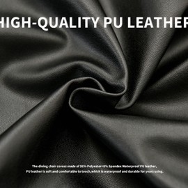 HOMECOVER Dining Room Chair Seat Covers Set of 6 Waterproof Chair Covers, PU Leather Chair Cover Seat Cover Removable Stretch Dining Room Chair Seat Covers for Dining Room Chairs Set of 6 Black