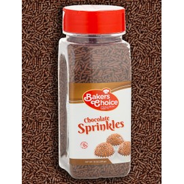 Bakers Choice Chocolate Sprinkles for Ice Cream Toppings - Chocolate Jimmies Sprinkles for Baking - Dairy Free, Kosher 10 oz.