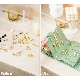 QBestry Travel Earring Holder Organizer Stud Earring Organizers and Storage Travel 63 Pair Stud Earring Holder for Girls Earring Book Organizer Women Earrings Storage Booklet Earring Travel Case Green