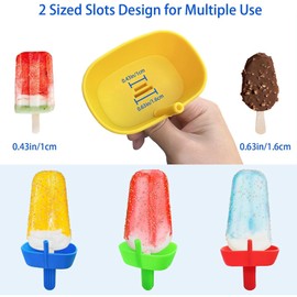 4 PCS Popsicle Holders, Ice Pop Sleeves with Built in Straw, No Drip Silicone Reusable Popcical Holder (Red Green Grey Blue)