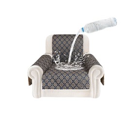 ALIECOM 100% Waterproof Chair Covers Armchair Slipcovers for Living Room Sofa Couch Cover Pet Friendly Washable Printed Non Slip Furniture Protector with Pockets for Dogs (Small, Floral Beige & Navy)