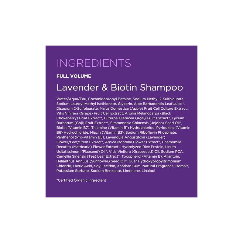 Andalou Naturals Lavender & Biotin Full Volume Shampoo,Purple,11.5 Fl Oz