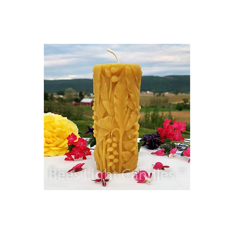 Wild Rainforest Pillar Beeswax Candle / 100% All Natural Bees