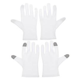 MERRYHAPY 2pairs Cotton Moisturizing Gloves for Sleeping Touchscreen Use Overnight Hand Lotion Gloves for Dry Hands Built Comfortable Two-finger Touchscreen Design