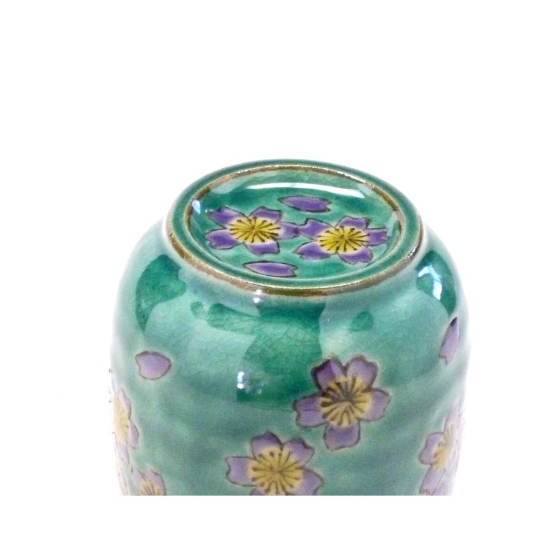 Kutani Ware [Tea Cup] Large Green Cherry Blossom Heart, Back