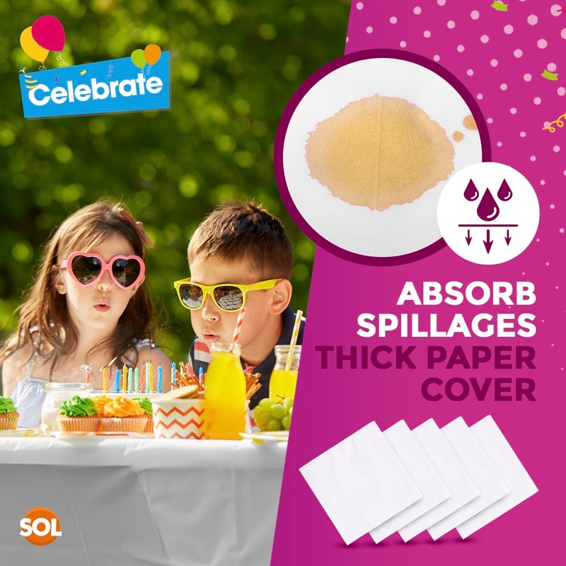 SOL 20pk White Paper Table Covers | Paper Tablecloths for