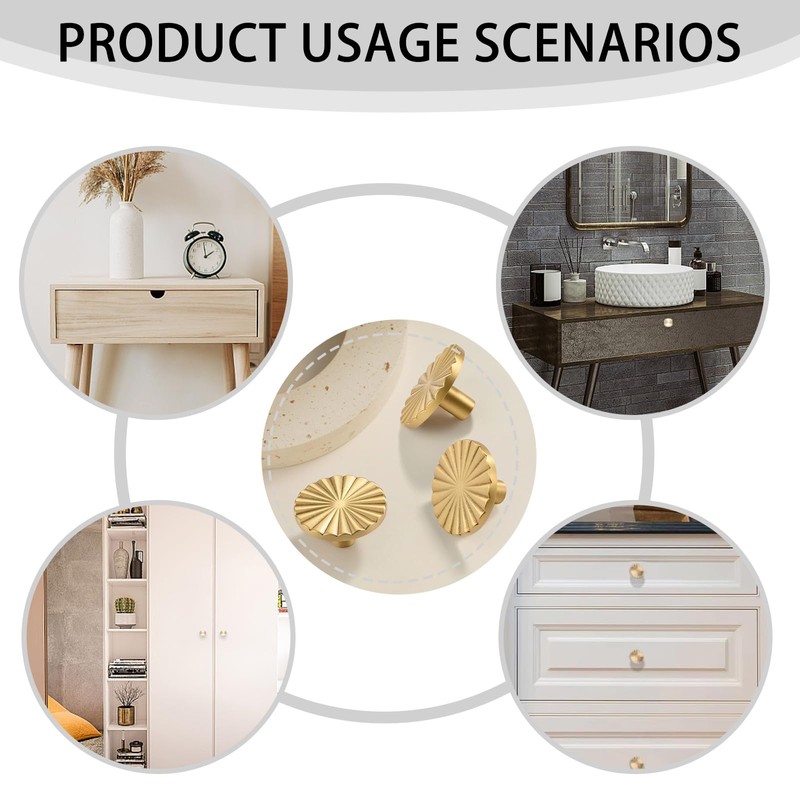 aieieii 6 Pcs Gold Drawer Knobs, Gold Knobs for Drawers
