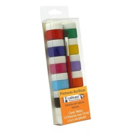 Rodin Kit Pinturas Acrílicas Politec 12 Colores 10 Ml C/u Y Pincel