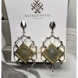NATALIE WOOD Design Runaway Romantic Earrings Silver Tone Labradorite Quartz $94