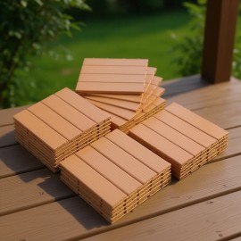 Light Brown Interlocking Deck Tiles 11.4 X 11.4 Inches Waterproof Flooring For Indoor Outdoor Porch Decking Pool UseColor: as picture