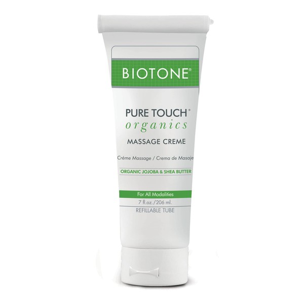 BIOTONE Pure Touch Organics Massage Crème, True Organic Massage, Rich Texture, Silky Glide, Soothing Ingredients, Healing Botanicals - 7 Ounce
