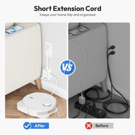 NTONPOWER Short Extension Cord 6 inch,Flat Outlet Extender with 3 AC Outlets 3 USB (1 USB-C) Mini Extension Cord Flat Wall Plug for Home Office