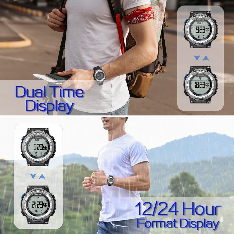TEKMAGIC Men’s Digital Sports Watch 10 ATM 330ft Waterproof with