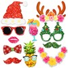 HOWAF 30pcs Mele Kalikimaka Photo Booth Props,Hawaii Christmas Selfie Props