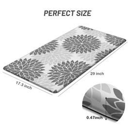 FYATHM Kitchen Mats for Floor 1/2 Inch Anti Fatigue Mats for Kitchen Floor Floral Kitchen Rugs Cushioned Non Slip Memory Foam Waterproof Mats for Sink Office Bedroom Laundry, Grey