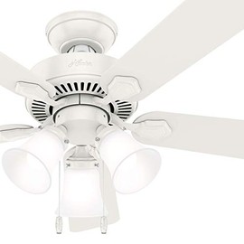Hunter Fan 44 inch Traditional Fresh White Indoor Ceiling Fan with Light Kit and Pull Chain (Renewed)