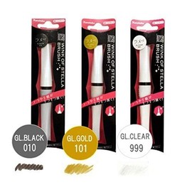 Zig Wink of Stella Brush,(No010 Glitter Black) & (No101 Glitter Gold) & (No999 Glitter Clear) Color 3pcs -Value Set