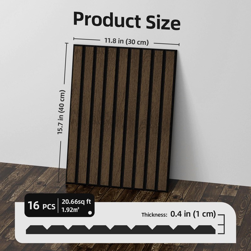 WADILE 16 Pack Self Adhesive Acoustic Wall Panels in Wood