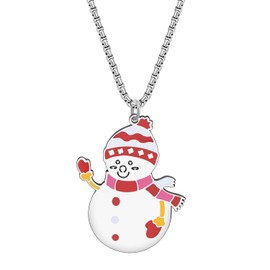 DOWAY - Collar con colgante de aleación esmaltada, diseño de muñeco de nieve, para mujeres y niñas, Esmalte, Arenisca