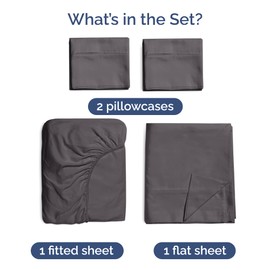 Bamboo Sheets Queen Size - Cooling Sheets Queen - 100% Bamboo Derived From Rayon - Deep Pocket Bamboo Sheets - Luxury Queen Bamboo Sheets - Super Soft Bamboo Sheets - Queen Bamboo Sheet Set, Dark Grey