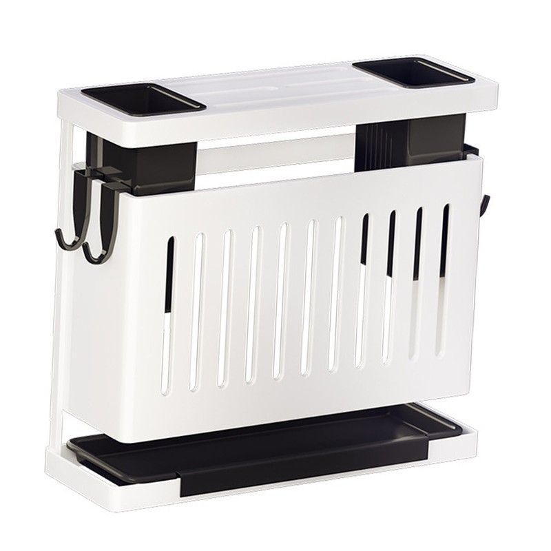 Kitchen Knives Chopstick Rack with Draining Tray Wall Mounted Multifunctional