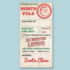 30 x Small North Pole Christmas Stickers Gift Present Parcel Sticky Labels Stamp (67mmx33mm)
