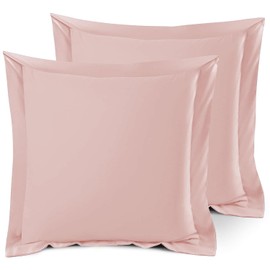 Nestl Soft Pillow Shams Set of 2 - Double Brushed Microfiber Pillow Covers - Hotel Style Premium Bed Pillow Cases, with 1.5” Decorative Flange, Euro 26"x26" - Peach Beige
