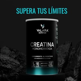 VALARA Creatina Monohidratada de Máxima Pureza - 90 Servicios - Suplemento Deportivo en Polvo - Sin Azúcar - Sin Sabor - Con Scoop Dosificador
