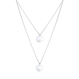 Elli Women's Necklace with Plate Pendant 2-Layered Circle in 925 Sterling Silver 45 cm Long - Silver, size: 45 cm