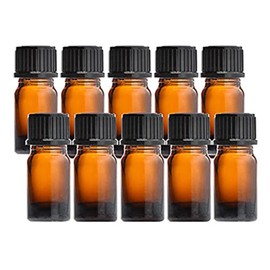 NAGOMIAROMA Natural Shop Nagomi Blackout Bottle, Aroma Oil Bottle, Aroma Bottle, 0.2 fl oz (5 ml), Amber, Set of 10, Black Cap, Vertical Dropper, Storage, Storage Container, Divided