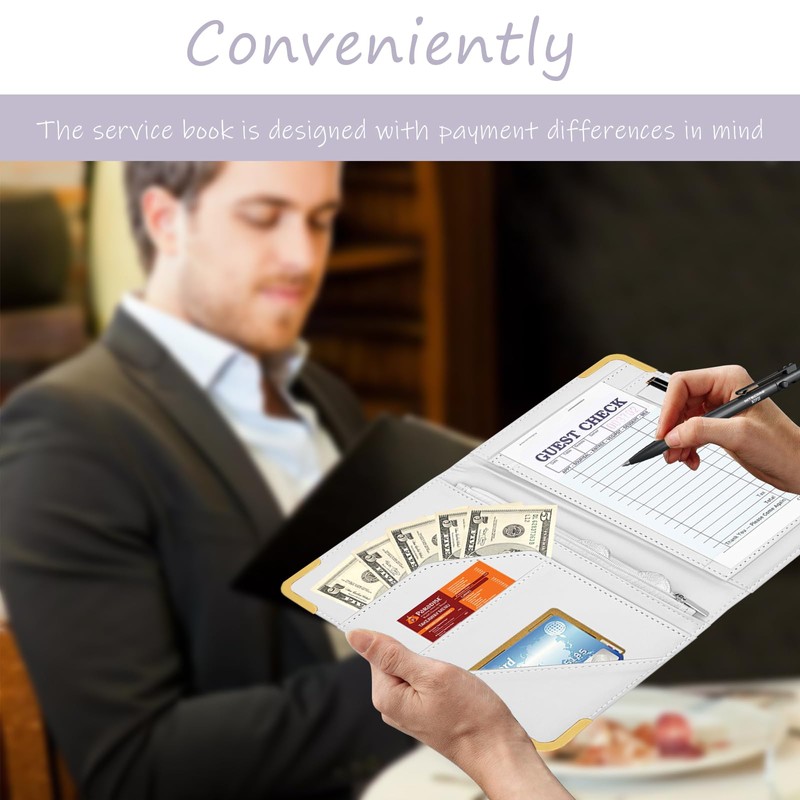 YeeCASE Server Book, Waiter Wallet in High Quality Leather, with