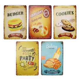 Retro Tin Sign Set of 5 Food Design American Vintage Goods Interior Restaurant (type1)