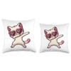 Cat Heart Shape Sunglasses Dabbing Dance Lover Throw Pillow