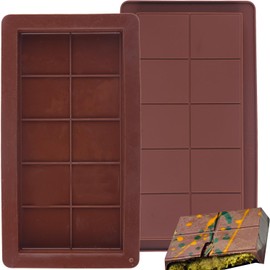 YIMINGMOLD 2Pcs Deep Chocolate Bar Molds Thick Silicone Chocolate Bar Molds For Stuffed Bar,Square Chocolate Mold,Filling Knafeh Pistachio Chocolate Bar