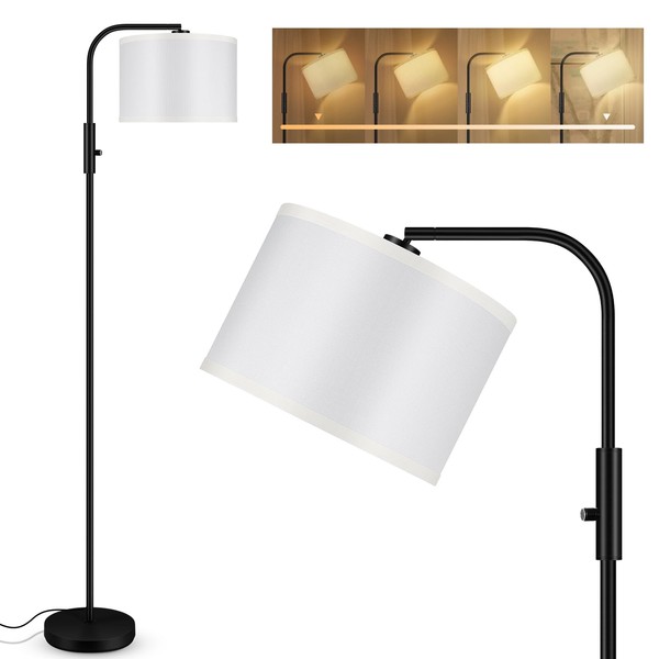 Dimmable Floor Lamp,Modern Standing Lamp with LED Bulb(1000LM,2700K),White Adjustable Lamp