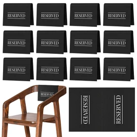 Reserved Chair Signs Church Pew Reserved Sign Seating Placeholder with Printed Words for Weddings Parties Celebrations Receptions Church or Event(Black, White,12 Pcs)
