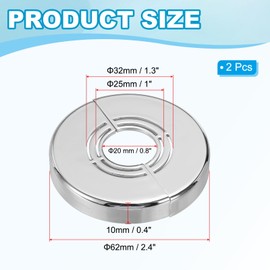 PATIKIL Wall Split Flange 0.8/1/1.3 Inch, 2Pcs 0.4" Thicken Cuttable ABS Round Escutcheon Plate Cover Buckle for Water Pipe Faucet Decoration, Silver