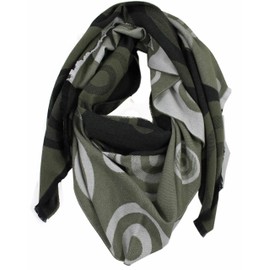 Rotfuchs® Woven Scarf Two-Tone & Graphic Look Green Black Fashionable 100% Cotton, Green