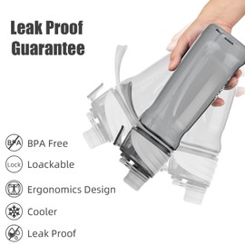 Healter 650 ml Nebel-Wasserflasche mit Sprühnebel, für Outdoor-Hydration, Radfahren, Klettern, Wandern, Bergsteigen, Fitnessstudio, Grau