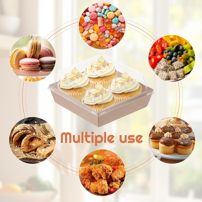 100 Pack Charcuterie Boxes with Clear Lids,5.5"×4.9"×2.4" Disposable Square Food