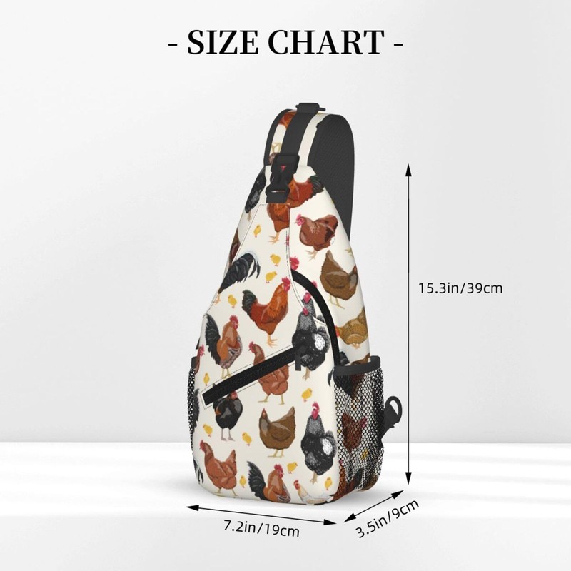 SURERUIM Funny Animal Print Sling Bag for Women Men Rooster