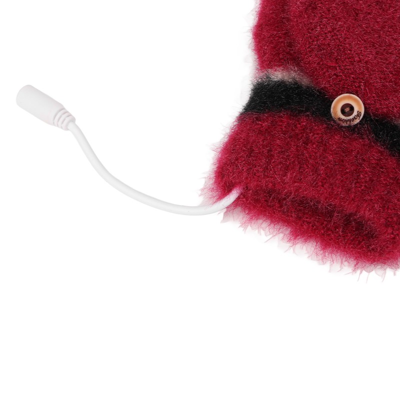 USB Heated Gloves Half Fingerless Flip Burgundy Double Sided Knit