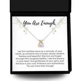 Winigolfe Design You are Enough Necklace, Empowering Gift, Encouragement Gift, Affirmation Motivational Gift, Warrior Gift, Best Friend Gift Necklace, You’ve Got This