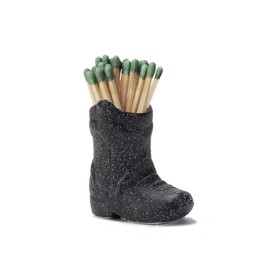 ZUHSAN cowboy match holder, Home decor ceramic match holder, cowboy boot match holder, with striker, MATCHES NOT INCLUDED (White)