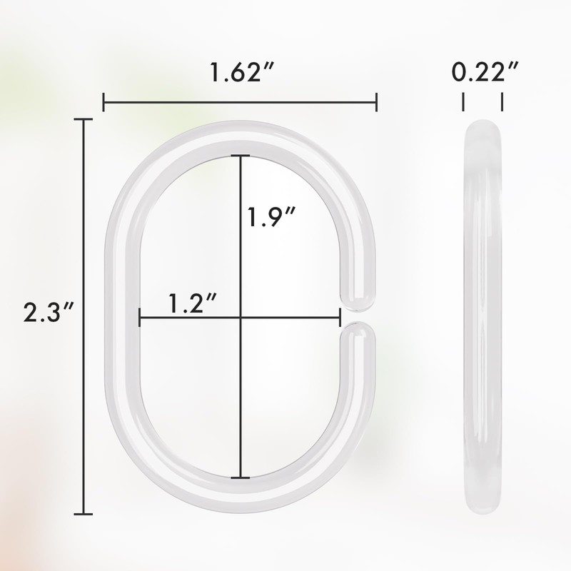 Amazer Plastic Shower Curtain Rings, Shower Curtain Hooks, 24 Pcs