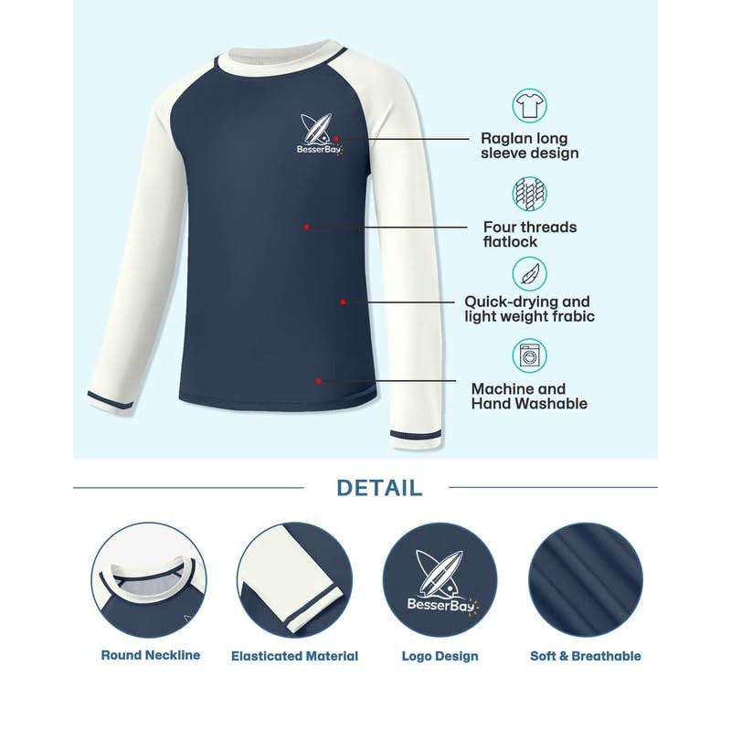 Boys Sun Protection Rash Vest UPF 50+ Long Sleeve Summer