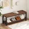 BON AUGURE 2 Tier Shoe Bench with Storage, Wood Metal