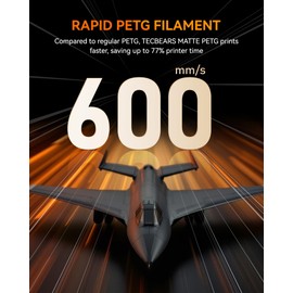 TECBEARS Rapid PETG Filament 1.75mm，High Speed 50-600mm/s 3D Printer Filament, High Toughness Matte PETG, Blue 1KG