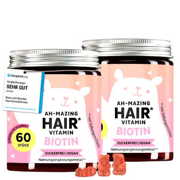 Bears with Benefits 2er Pack - Biotin Hochdosiert Gummibärchen –