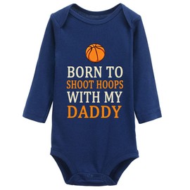 Born to Shoot Hoops with My Daddy Baby One-Piece Short Sleeve Bodysuits Basketball Bodysuits